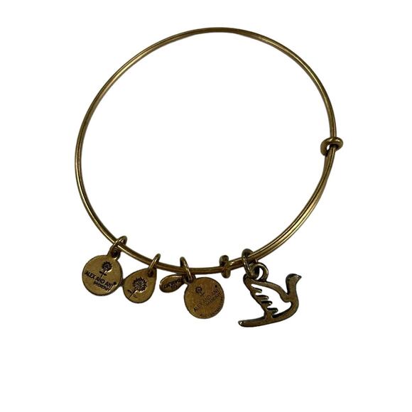 Alex and Ani Dove of Peace Sacred Dove Charm Gold Expandable Bangle Bracelet - Picture 3 of 4